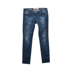 MISS PINKS Handmade Tailored Jeans Straight Leg Distress 2% Stretch 32X31 Women